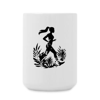 Female Runner Cartoon - Large Mug 440 ml - white - Front