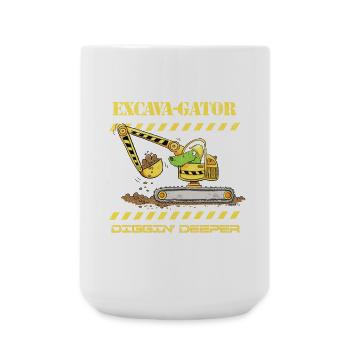 Fun Construction Site Excavator Crocodile Saying Pun - Large Mug 440 ml - white - Front