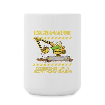 Baustelle Bagger Krokodil Spruch Wortspiel - Große Tasse 440 ml - Weiß - Vorne