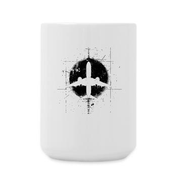 Airplane Drawing - Large Mug 440 ml - white - Front
