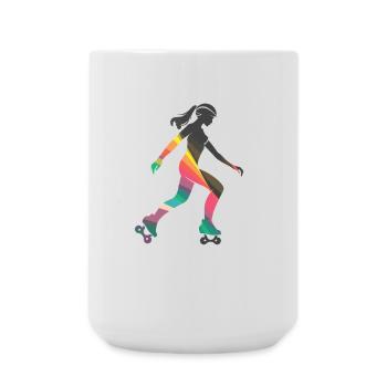 Fille de patin à roulettes - Grande tasse 440 ml - blanc - Devant