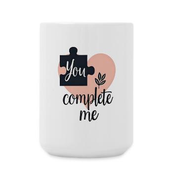 Du kompletierst mich Herzpuzzle - Große Tasse 440 ml - Weiß - Vorne