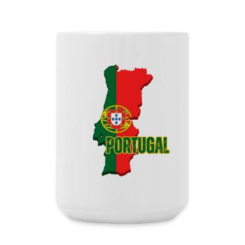 Flag of Portugal, map flag of Portugal - Large Mug 440 ml - white - Front