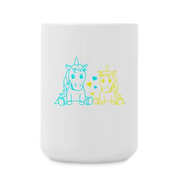 Valentine Unicorns Valentine's Day Hearts Partner - Large Mug 440 ml - white - Front
