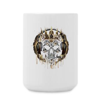 Gaming Skull Gold with Headset and Crown - Large Mug 440 ml - white - Front