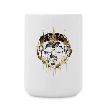 Golden Gaming Skull with Crown and Headset - Large Mug 440 ml - white - Front