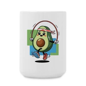 Jumping Avocado Fitness Fun - Large Mug 440 ml - white - Front
