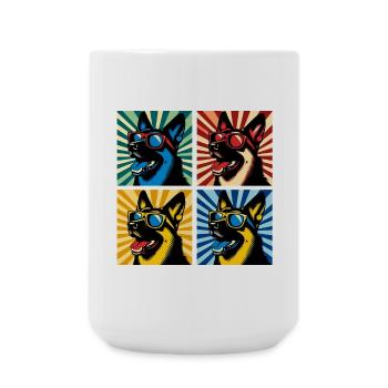 Schäfer Pop Art Bär, Teddy, Keks, Waffeln - Große Tasse 440 ml - Weiß - Vorne