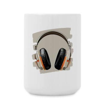 Kopfhörer - Große Tasse 440 ml - Weiß - Vorne