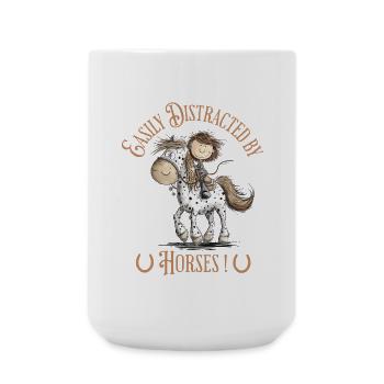 Cheval drôle avec cavalier et chevaux disant - Grande tasse 440 ml - blanc - Devant