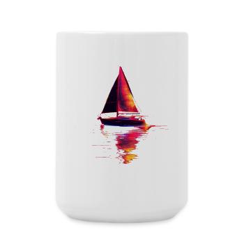 Segelschiff Retrowave - Große Tasse 440 ml - Weiß - Vorne