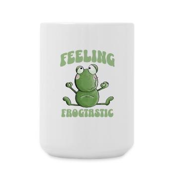 Feeling Frogtastic Yoga Frosch Spruch - Große Tasse 440 ml - Weiß - Vorne