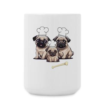 Mops Hund Hunde Koch Köche Köchin - Große Tasse 440 ml - Weiß - Vorne