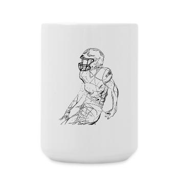 Dessin au trait d’un joueur de football américain - Grande tasse 440 ml - blanc - Devant