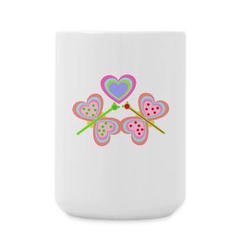 Enfant Enfants Papillon Coeur Coeurs Bébé Insecte - Grande tasse 440 ml - blanc - Devant