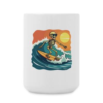Beach Vacation Sea Summer Sun Surf Skeleton Fun - Large Mug 440 ml - white - Front