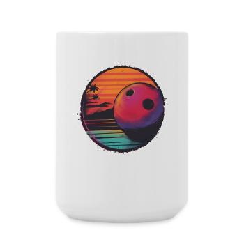 Boule de bowling Retrowave - Grande tasse 440 ml - blanc - Devant