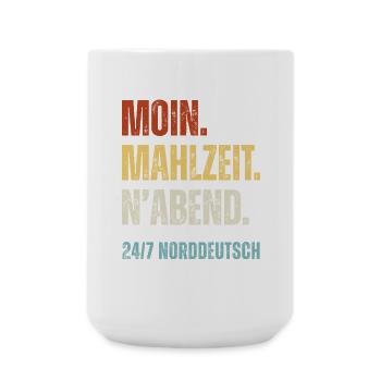 Norddeutsch Moin Mahlzeit N'Abend Lustiger Spruch - Große Tasse 440 ml - Weiß - Vorne