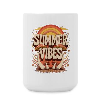 Ambiance estivale Champignon rétro Festival hippie Été - Grande tasse 440 ml - blanc - Devant