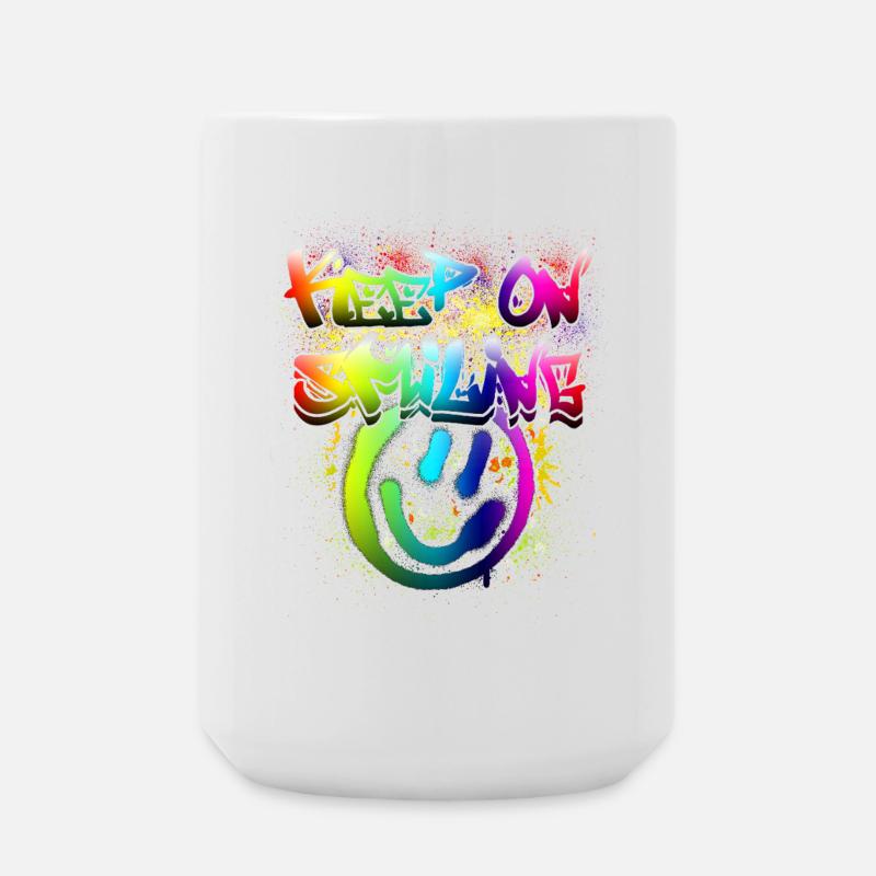 Conception de graffiti de visage heureux coloré - Grande tasse 440 ml - blanc