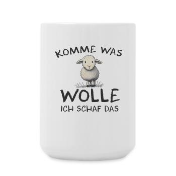 Komme was wolle ich Schaf das Schaf Wolle - Große Tasse 440 ml - Weiß - Vorne