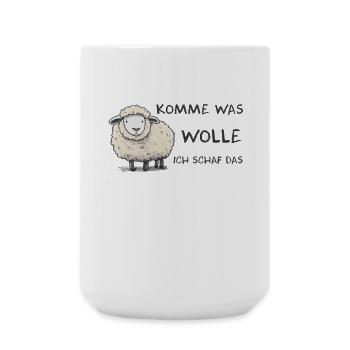 Komme was wolle ich Schaf das Schaf Wolle - Große Tasse 440 ml - Weiß - Vorne