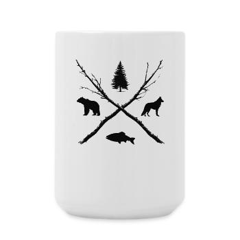 Hiking Outdoor Forest Nature Lover Hunter Gift - Large Mug 440 ml - white - Front