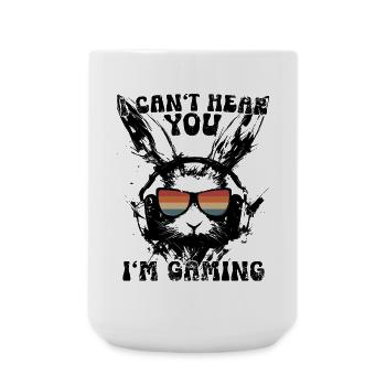 I Can't Hear You I'm Gaming Bunny Gamer Gift - Large Mug 440 ml - white - Front