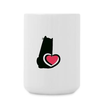 Katzen Valentin Katze Herz Herzen Liebe - Große Tasse 440 ml - Weiß - Vorne