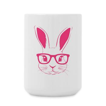Kaninchen Brille Bunny Hasenohren Hase Geschenk - Große Tasse 440 ml - Weiß - Vorne