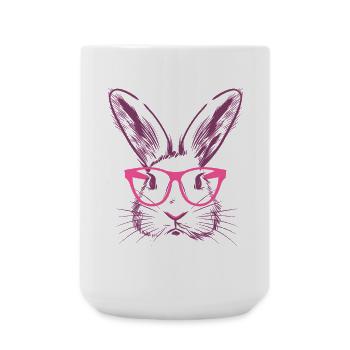 Kaninchen Hasenohren Brille Bunny Hase Geschenk - Große Tasse 440 ml - Weiß - Vorne