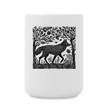 Gravure sur bois Wilderness Wolf Woodland Nature Gift - Grande tasse 440 ml - blanc - Devant