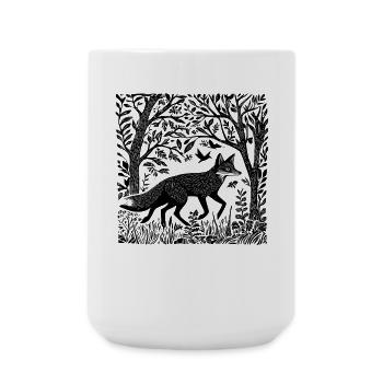 Holzschnitt Fuchs Wald Natur Wildnis Geschenk - Große Tasse 440 ml - Weiß - Vorne