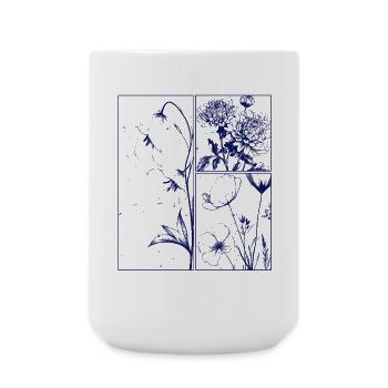 Chrysanthème floral Campanule Cadeau botanique - Grande tasse 440 ml - blanc - Devant