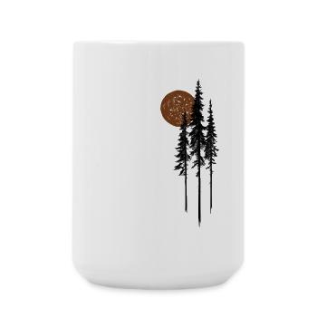 Fir Trees Sun Forest Nature Minimalist Gift - Large Mug 440 ml - white - Front