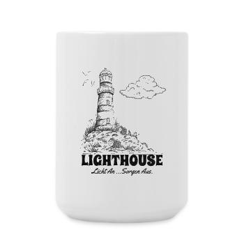 Leuchtturm Sketch Meer Urlaub Spruch - Große Tasse 440 ml - Weiß - Vorne