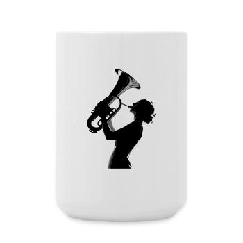 Elegant tuba player silhouette with tuba - Large Mug 440 ml - white - Front