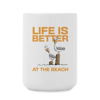 Seagulls Vacation Life Is Better At The Beach Beach - Large Mug 440 ml - white - Front