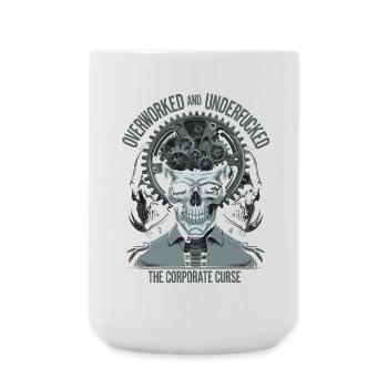 Surmené et épuisé - Art du crâne de malédiction d’entreprise - Grande tasse 440 ml - blanc - Devant