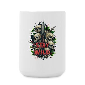 Stay Wild Knife Messer Lebensmotto - Große Tasse 440 ml - Weiß - Vorne