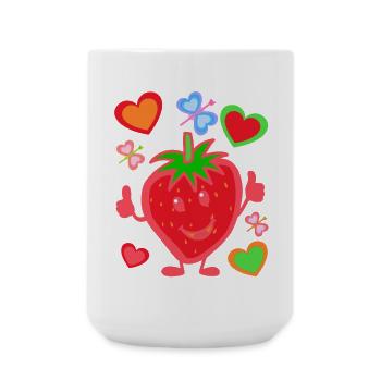 Erdbeere Erdbeer Kinder Kind Sommerzeit - Große Tasse 440 ml - Weiß - Vorne