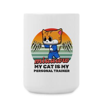 Kawaii Martial Arts Katze Illustration - Große Tasse 440 ml - Weiß - Vorne