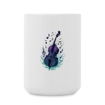 Double bass in flames with musical notes - Large Mug 440 ml - white - Front