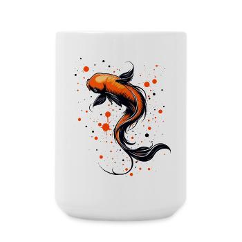 Koi Fisch Harmonie - Große Tasse 440 ml - Weiß - Vorne