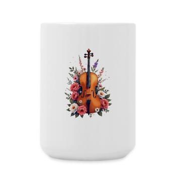 Elegant violin with floral décor - Large Mug 440 ml - white - Front