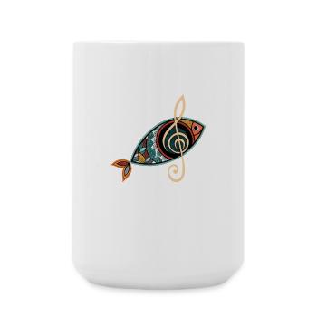 Christian fish with clef church choir - Large Mug 440 ml - white - Front
