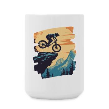 Mountain bikers Downhill Mountains Cycling - Large Mug 440 ml - white - Front