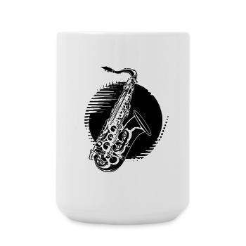 Saxophon Zeichnung - Große Tasse 440 ml - Weiß - Vorne