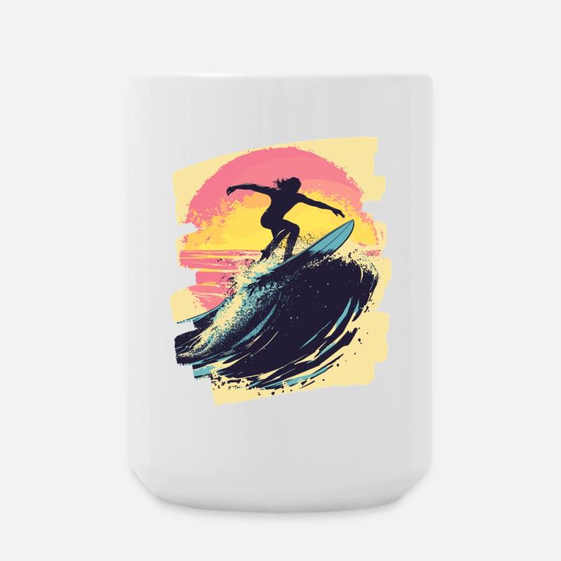 Surfeur Surf Planche de surf Surf - Grande tasse 440 ml - blanc
