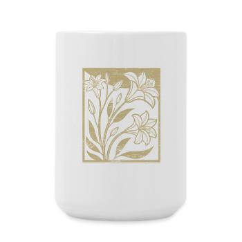 Lilien - Holzschnitt - Frühling - Sommer - Spruch - Große Tasse 440 ml - Weiß - Vorne